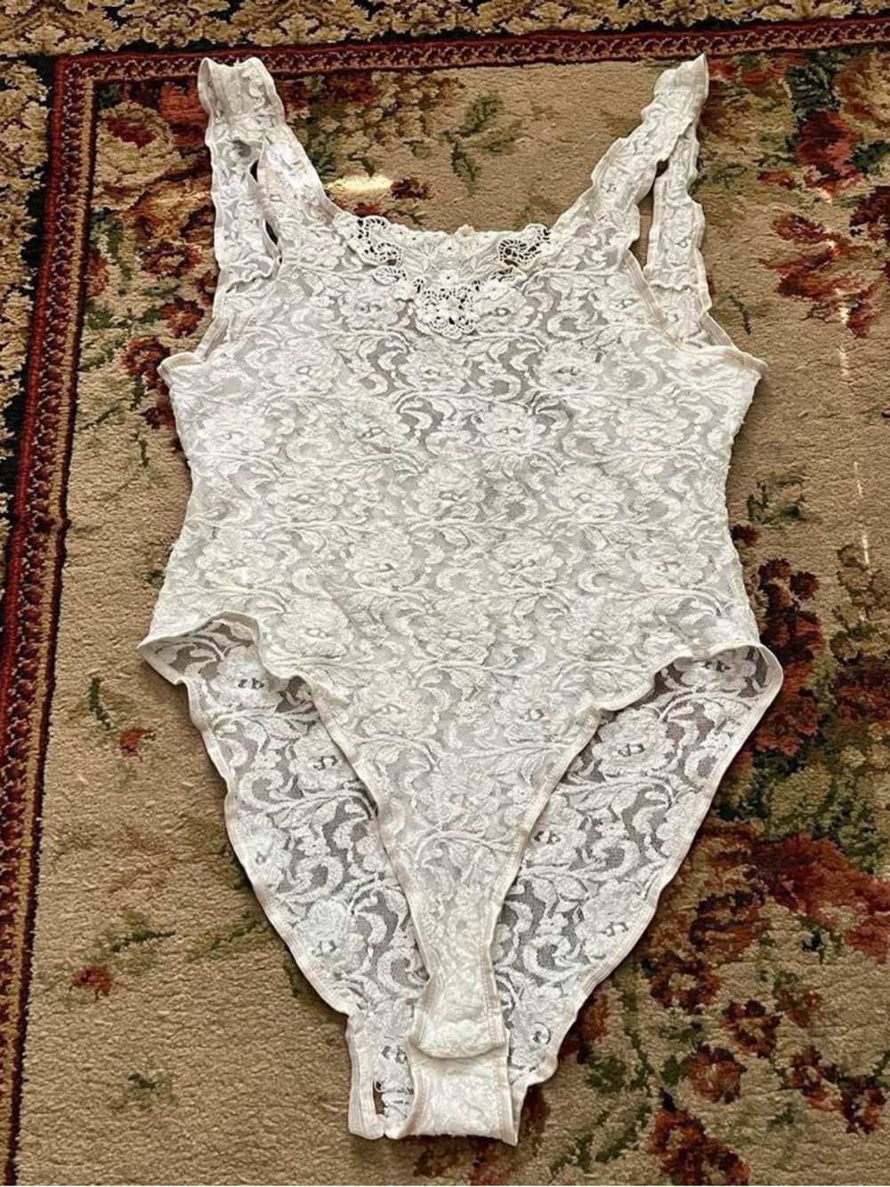 Cinema Etoile ivory full lace lingerie bodysuit